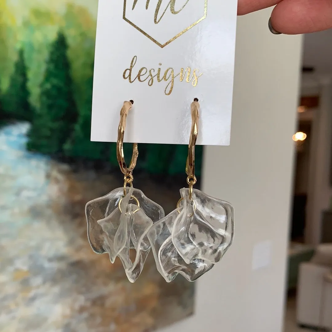 Petal Earrings with a Gold Hoop Top