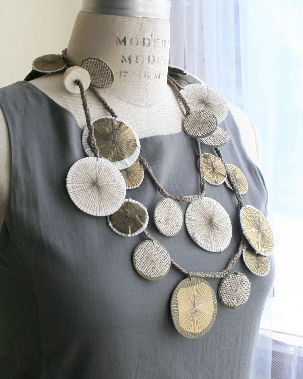 Platillos Recycled Textile Wrap Necklace
