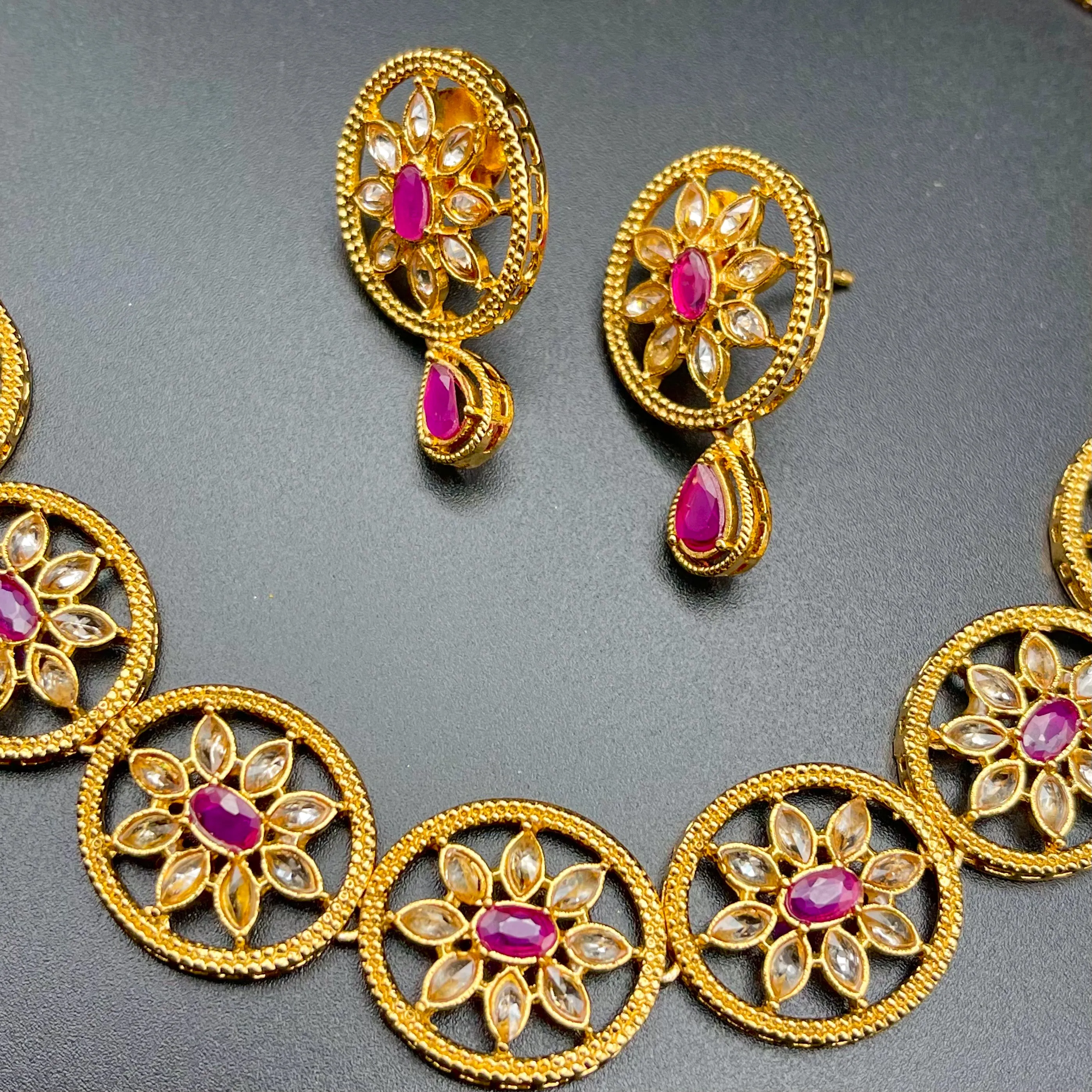 Polki LCD Champagne AD stone Necklace set