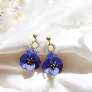 Purple - Acetate crystal flowers earrings | diamante rhinestones flower earrings | oversize spring blossom | floral statement earrings