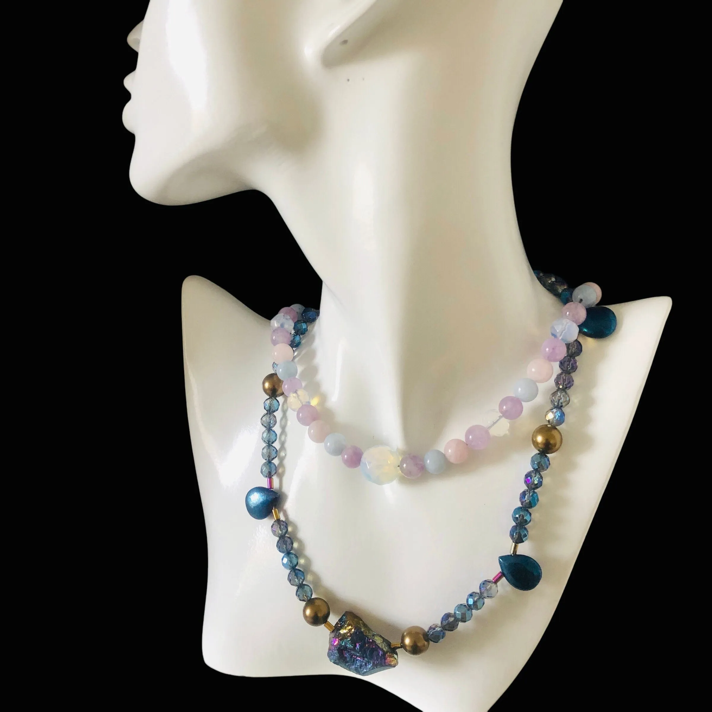 Quartz, Pyrite and Hematite Beaded Choker Necklace