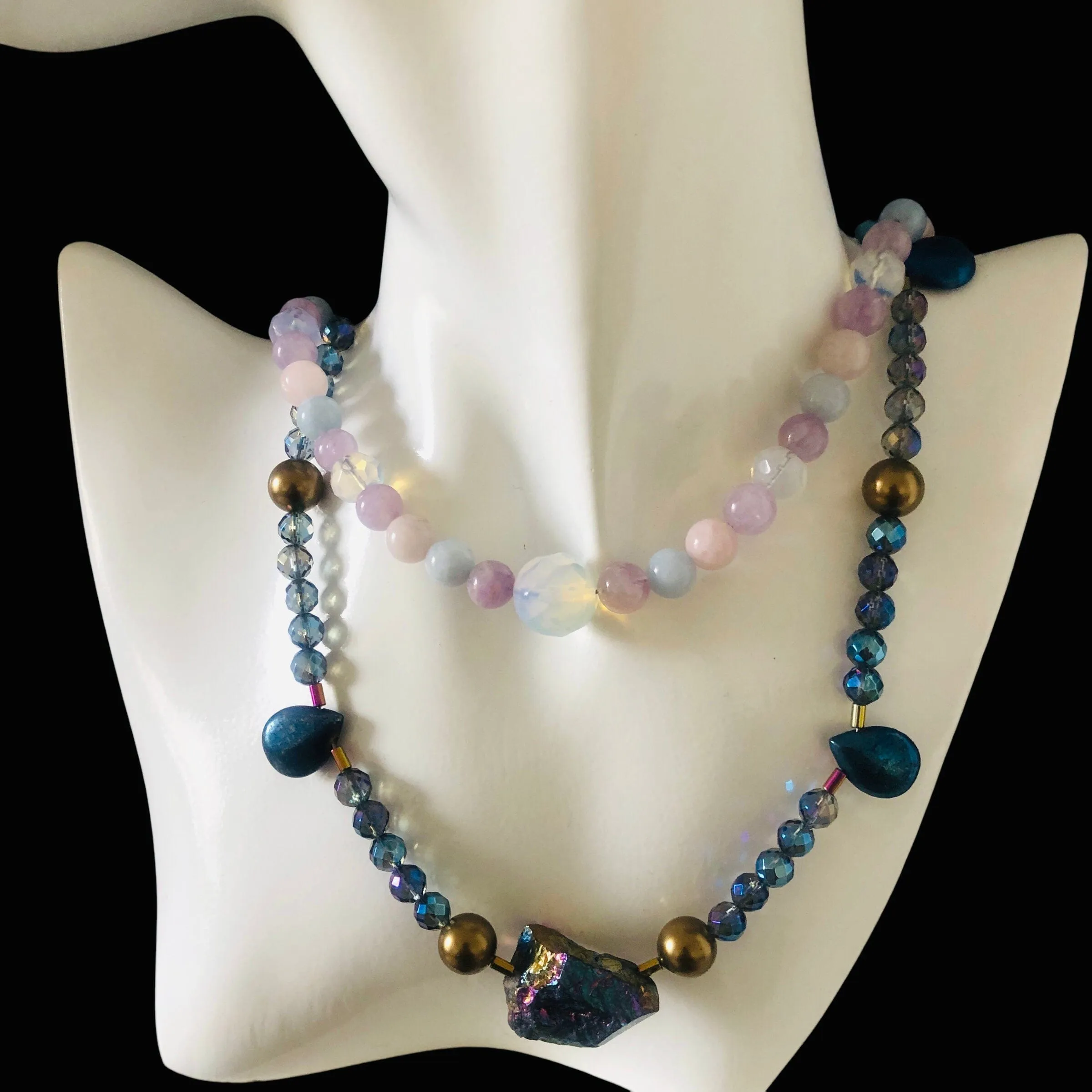 Quartz, Pyrite and Hematite Beaded Choker Necklace