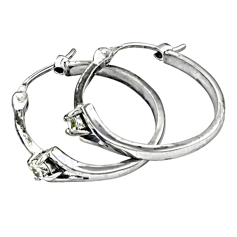"925 Sterling Silver Chunky Hoop Earrings with Cubic Zircon – Bold and Elegant Design"