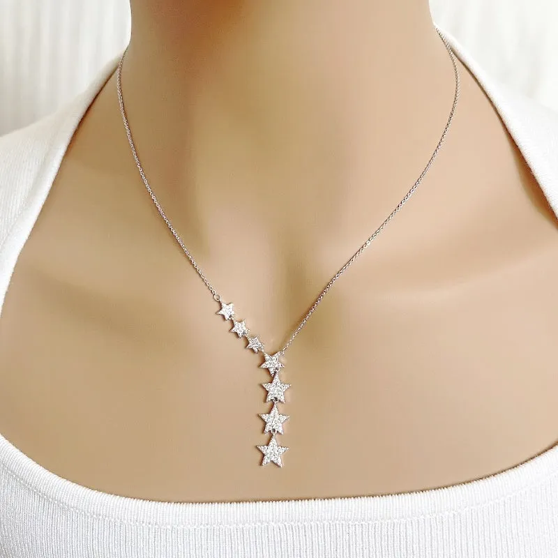 Rhodium 7 Stars Cubic Zirconia Necklace