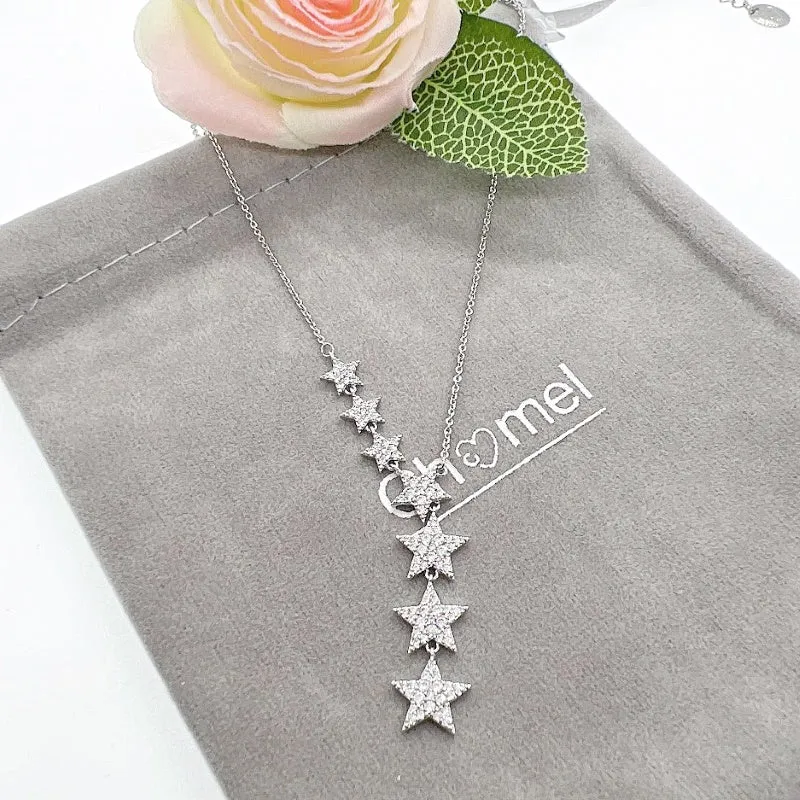 Rhodium 7 Stars Cubic Zirconia Necklace