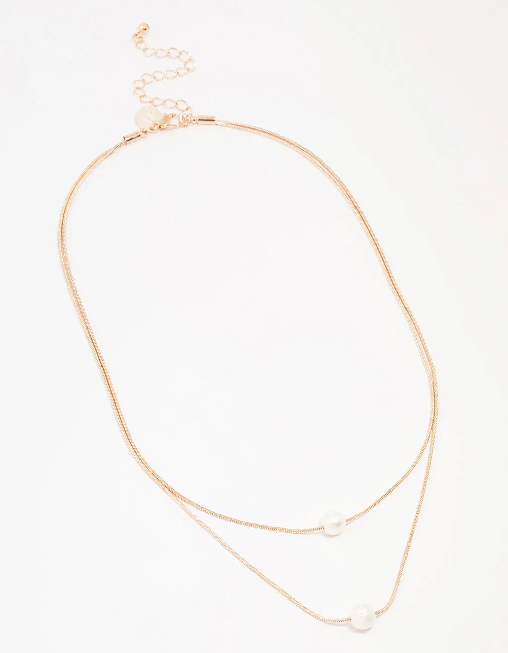 Rose Gold Plated Double Layer Single Pearl Necklace