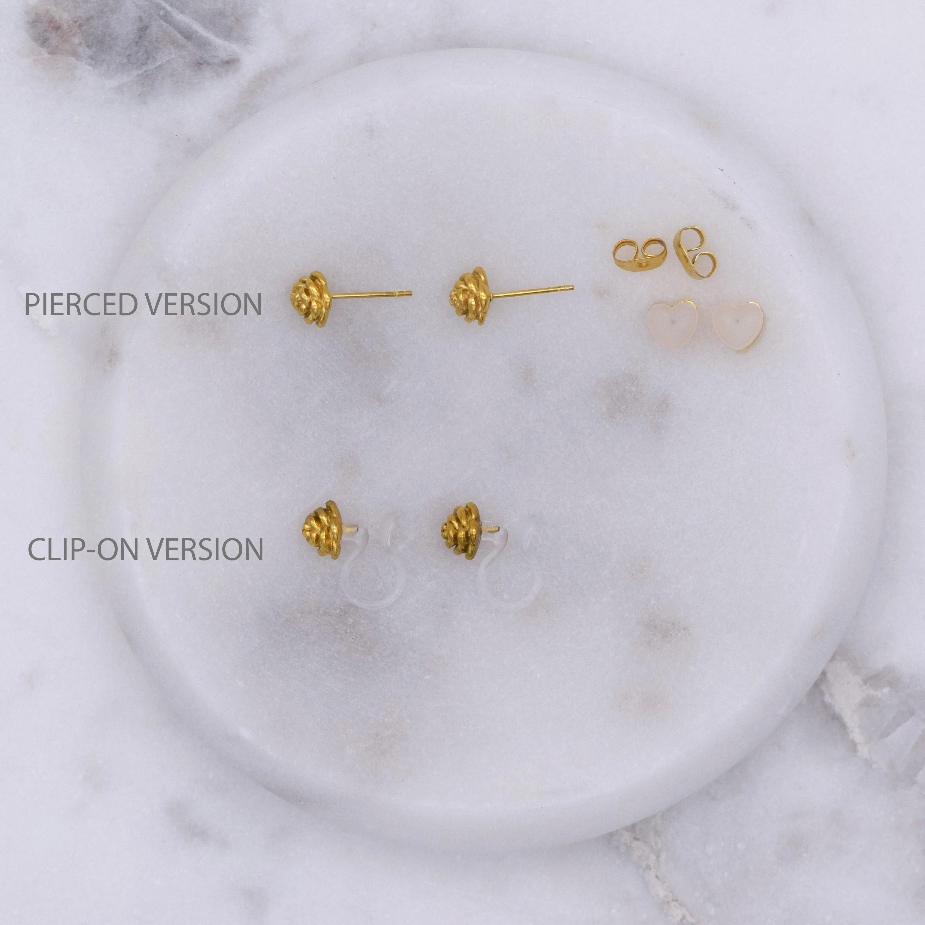 ROSE STUD CLIP-ON EARRINGS IN GOLD