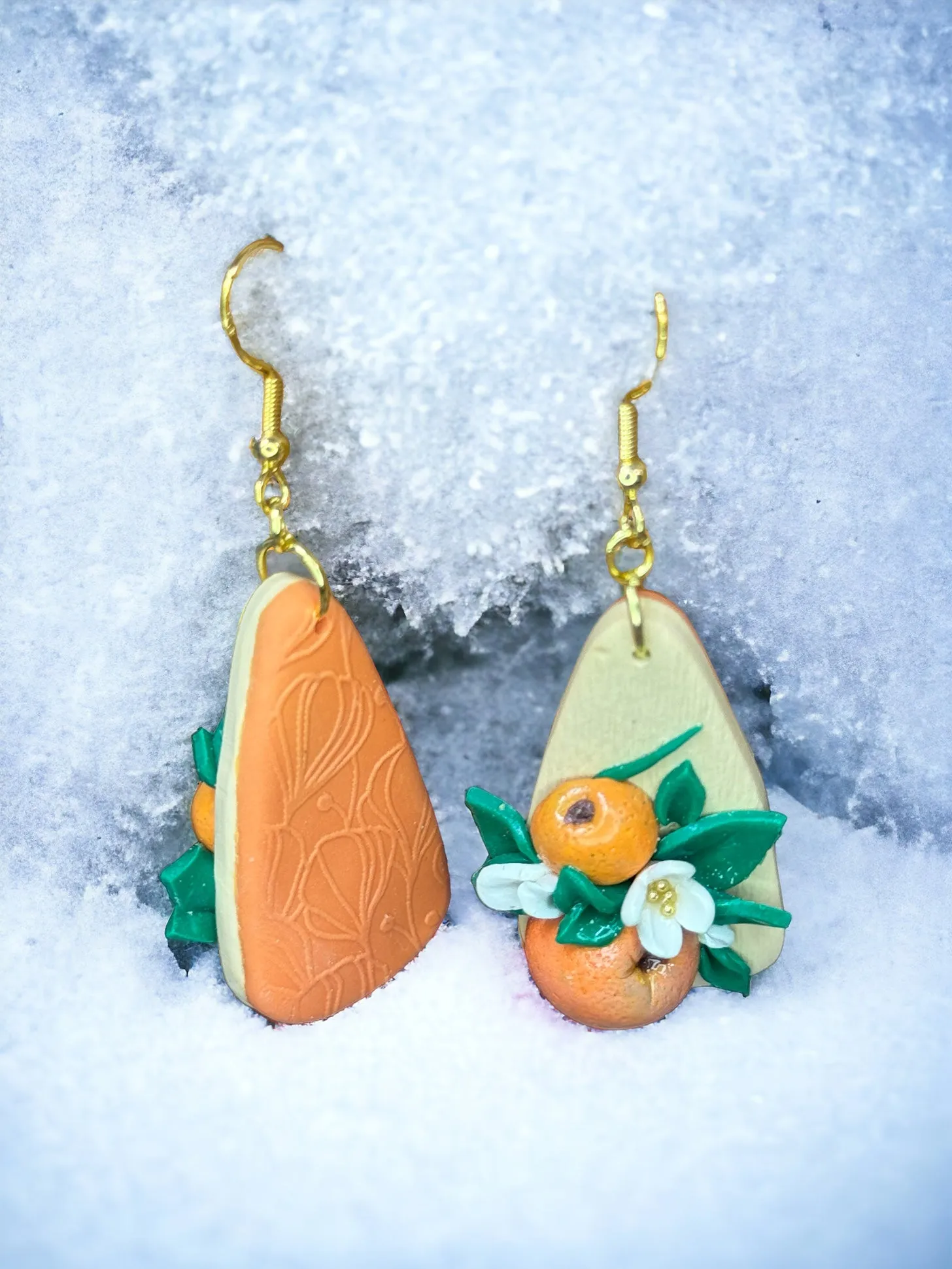 Sculpted Oranges Fruit Earrings