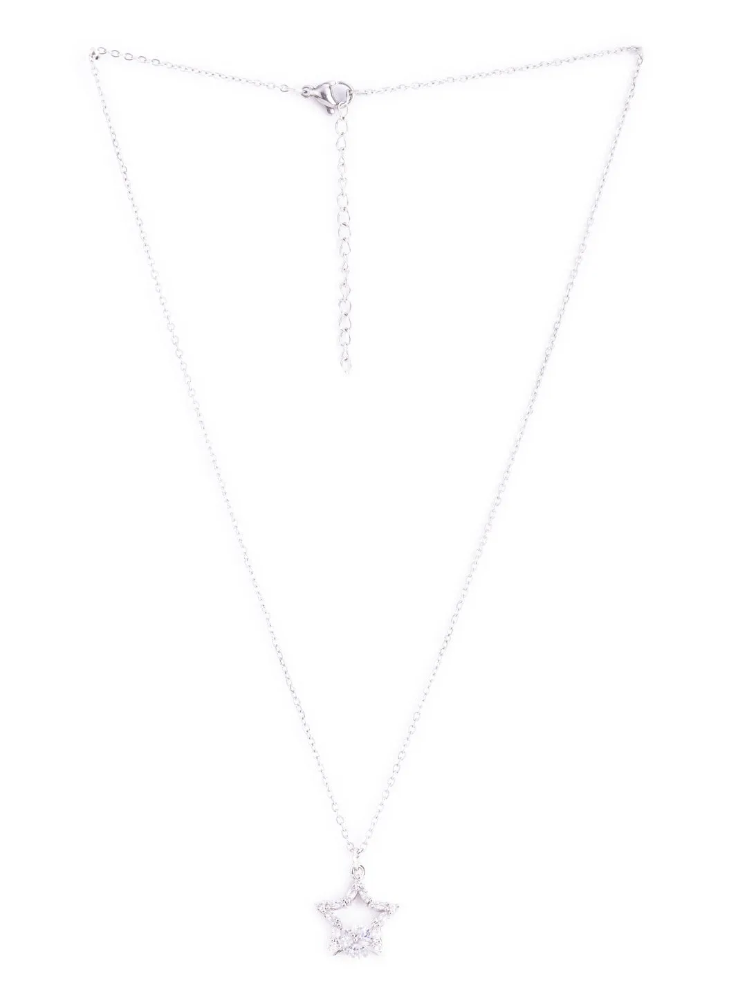 Silver Star Shaped Pendant Necklace for Women