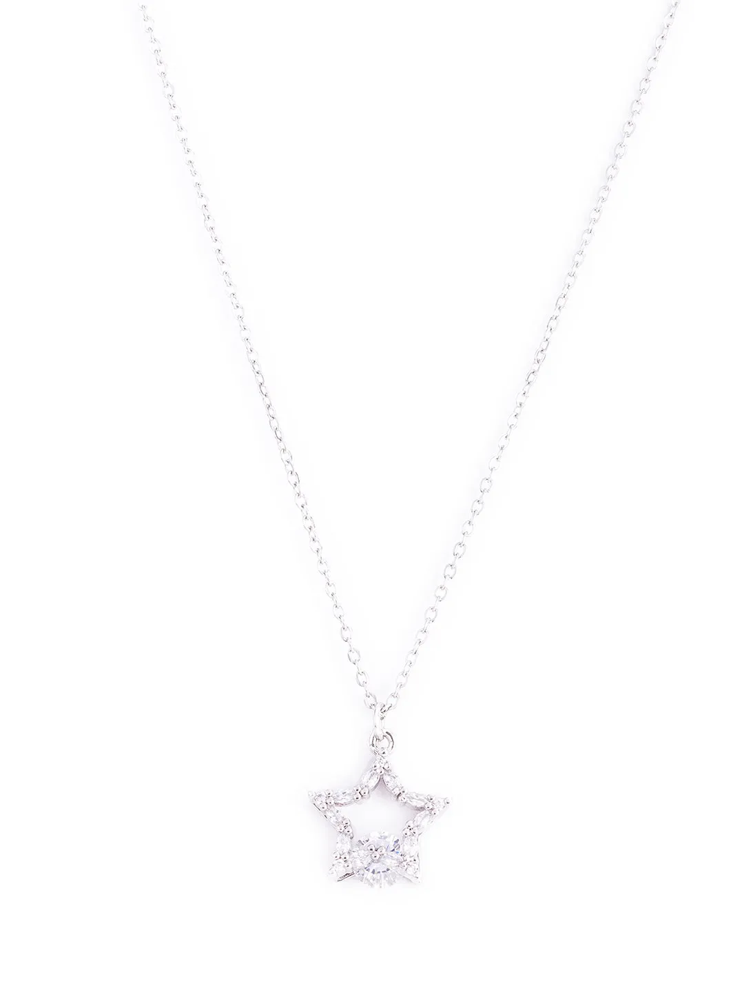 Silver Star Shaped Pendant Necklace for Women