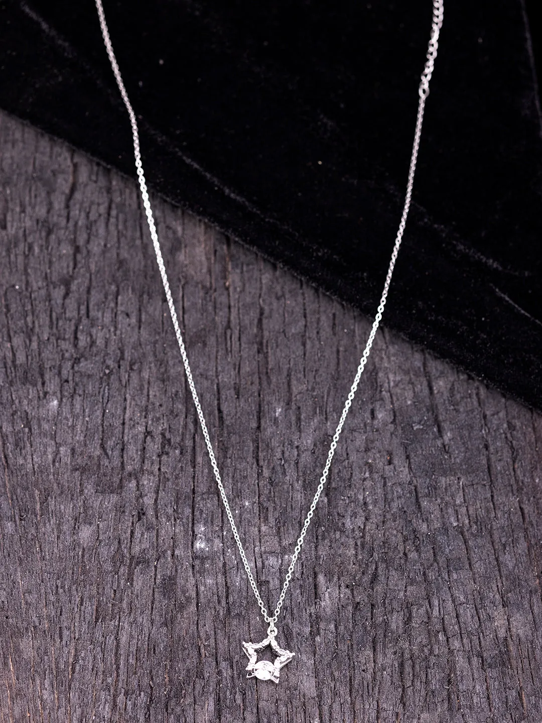 Silver Star Shaped Pendant Necklace for Women