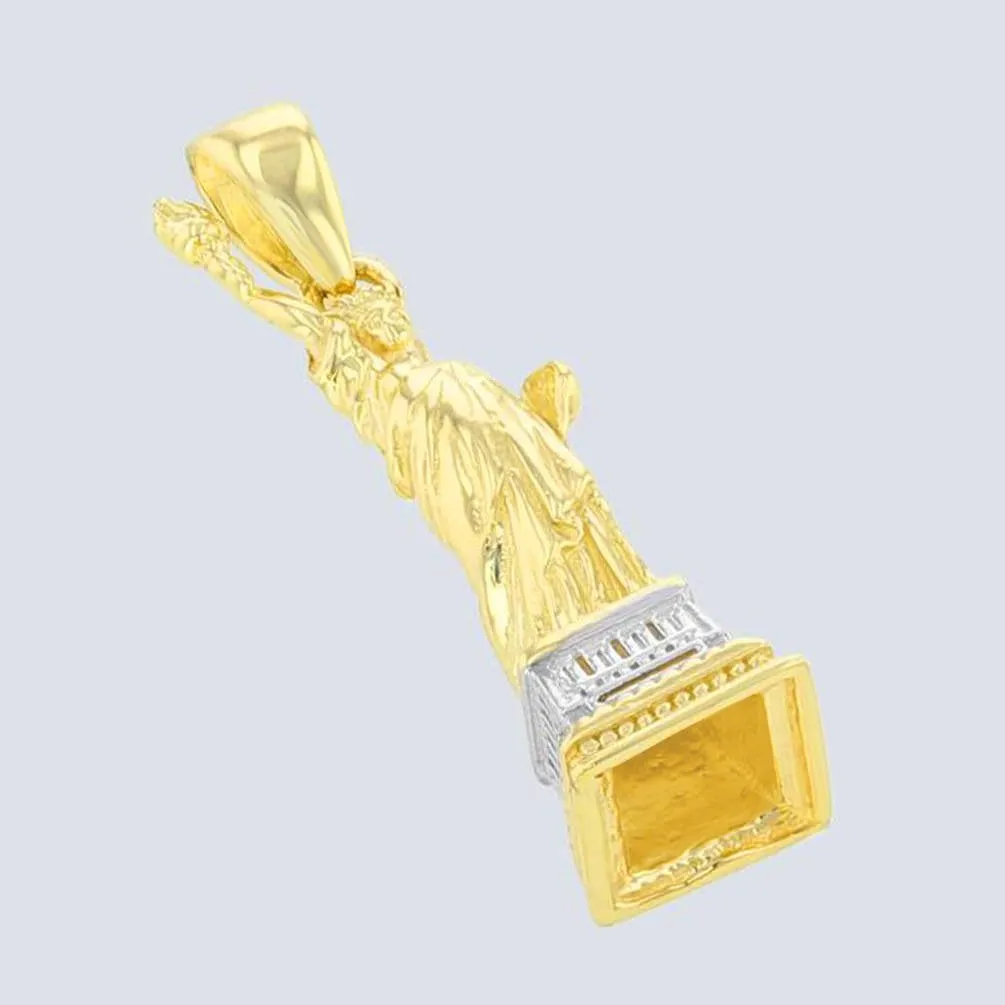 Solid 14K Gold Statue of Liberty Charm Pendant - Yellow Gold