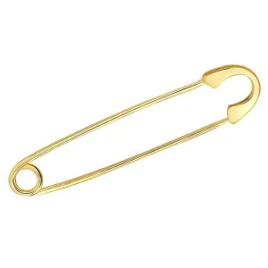 Solid 14k Yellow Gold Classic Safety Pin Brooch (1.40 inch)