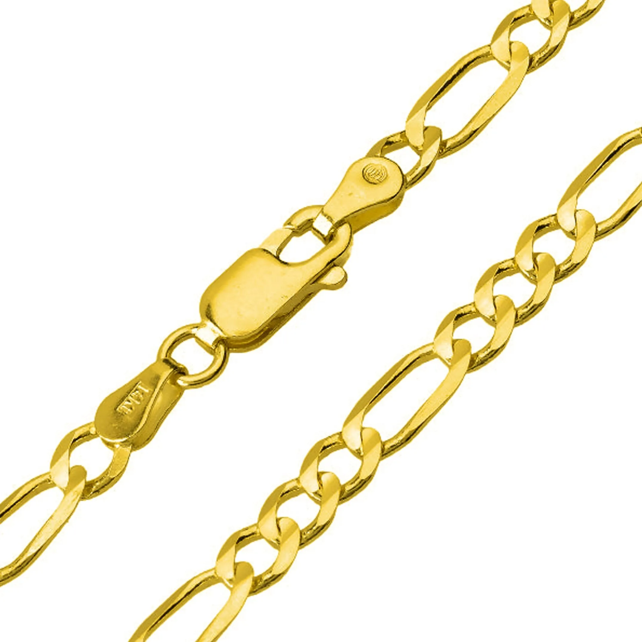 Solid 14k Yellow Gold Filigree-Style Hamsa Hand with Heart Pendant Figaro Chain Necklace