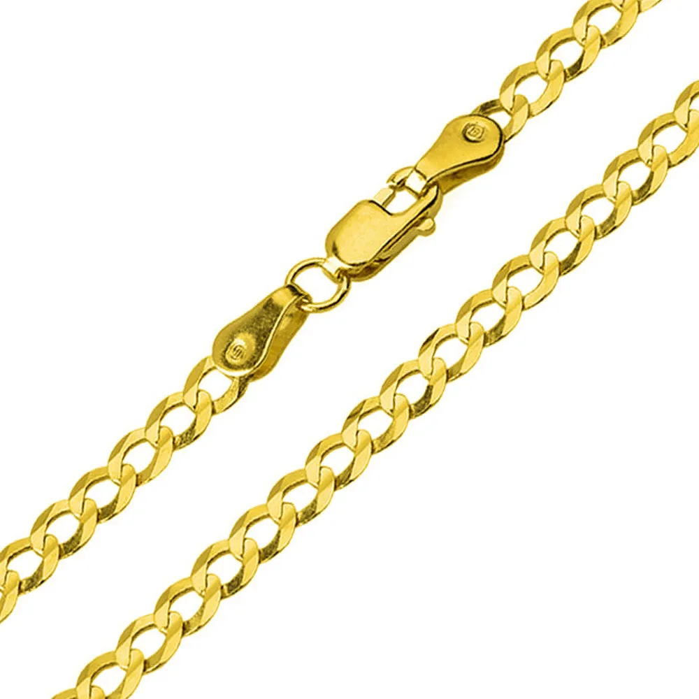 Solid 14k Yellow Gold Lightning Bolt Pendant with Cuban Chain Necklace