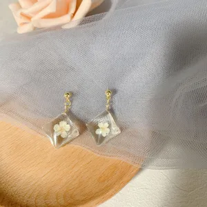 Square Resin Floral Drop Earringsjlt11581