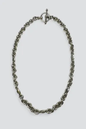Sterling Silver Mixed Toggle Chain Choker