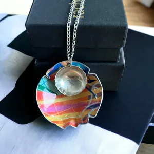 Sterling silver pod style bright glossy aluminium necklace
