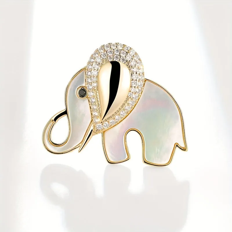 Stunning Elephant Rhinestone Brooch  Enamel Clothing Pin and Accessory