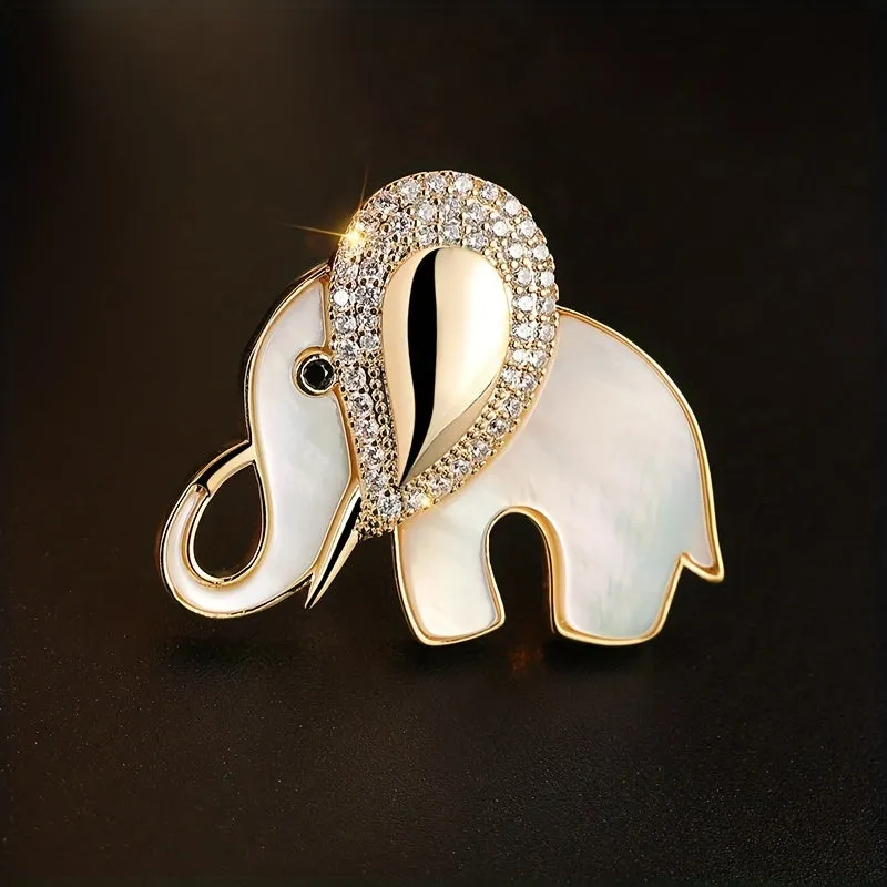Stunning Elephant Rhinestone Brooch  Enamel Clothing Pin and Accessory