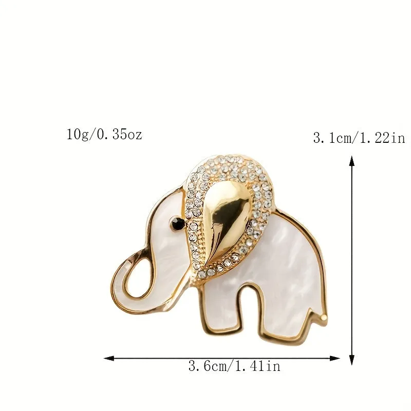 Stunning Elephant Rhinestone Brooch  Enamel Clothing Pin and Accessory