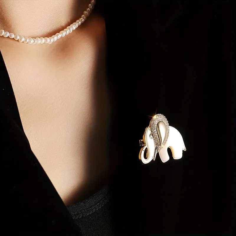 Stunning Elephant Rhinestone Brooch  Enamel Clothing Pin and Accessory