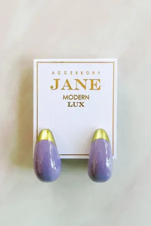 Teardrop Earrings - Lilac/Gold