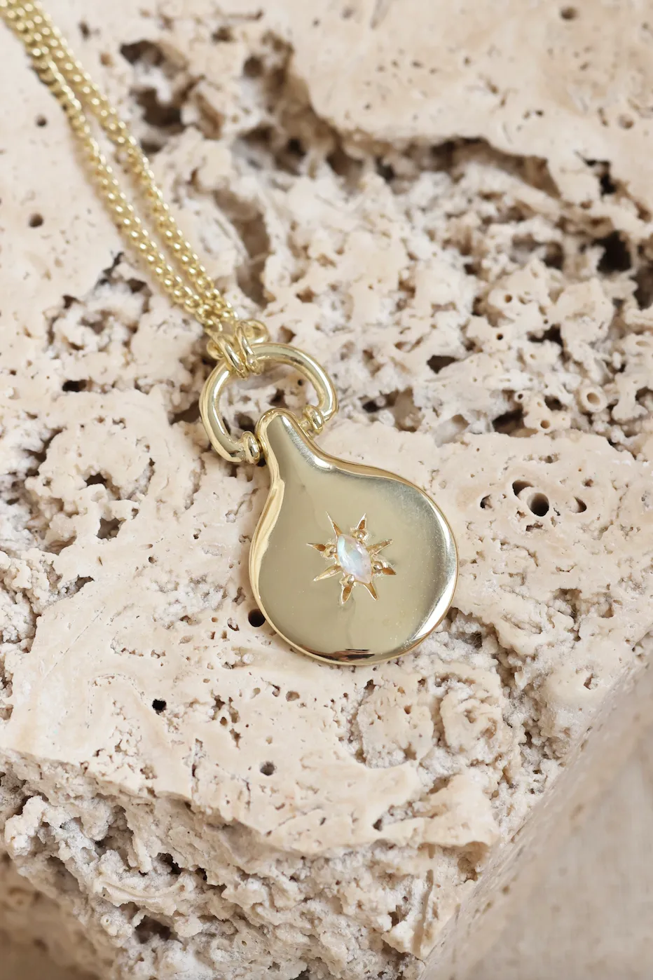 The Starry Night Moonstone Gold Pendant