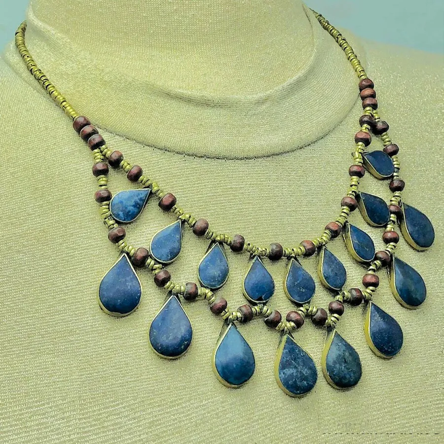 Tribal Lapis Lazuli Stone Choker Necklace
