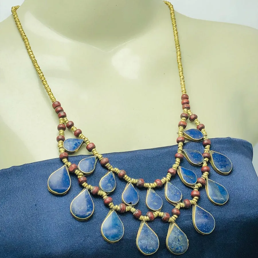 Tribal Lapis Lazuli Stone Choker Necklace