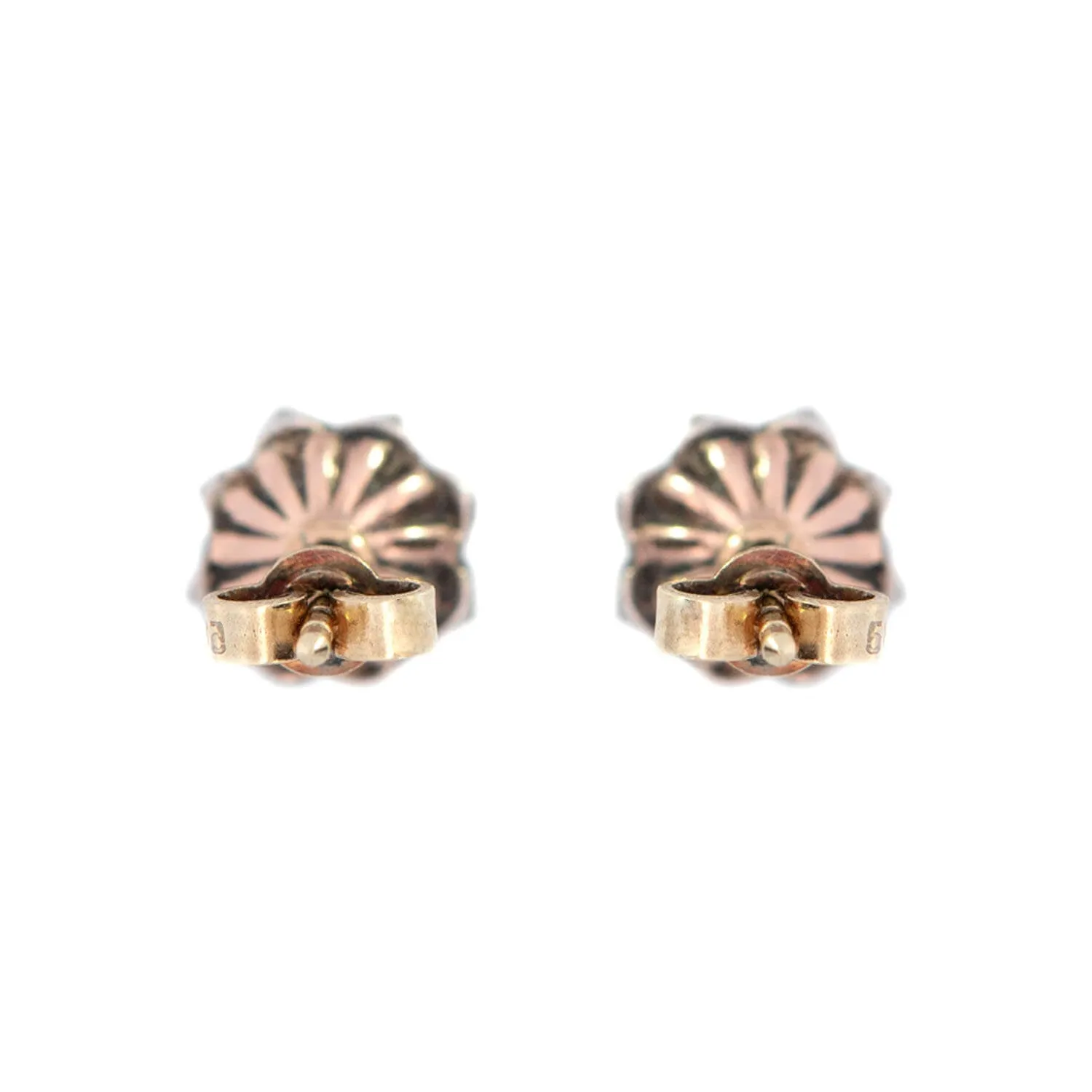 Victorian 14k/Sterling Silver Diamond Cluster Stud Earrings