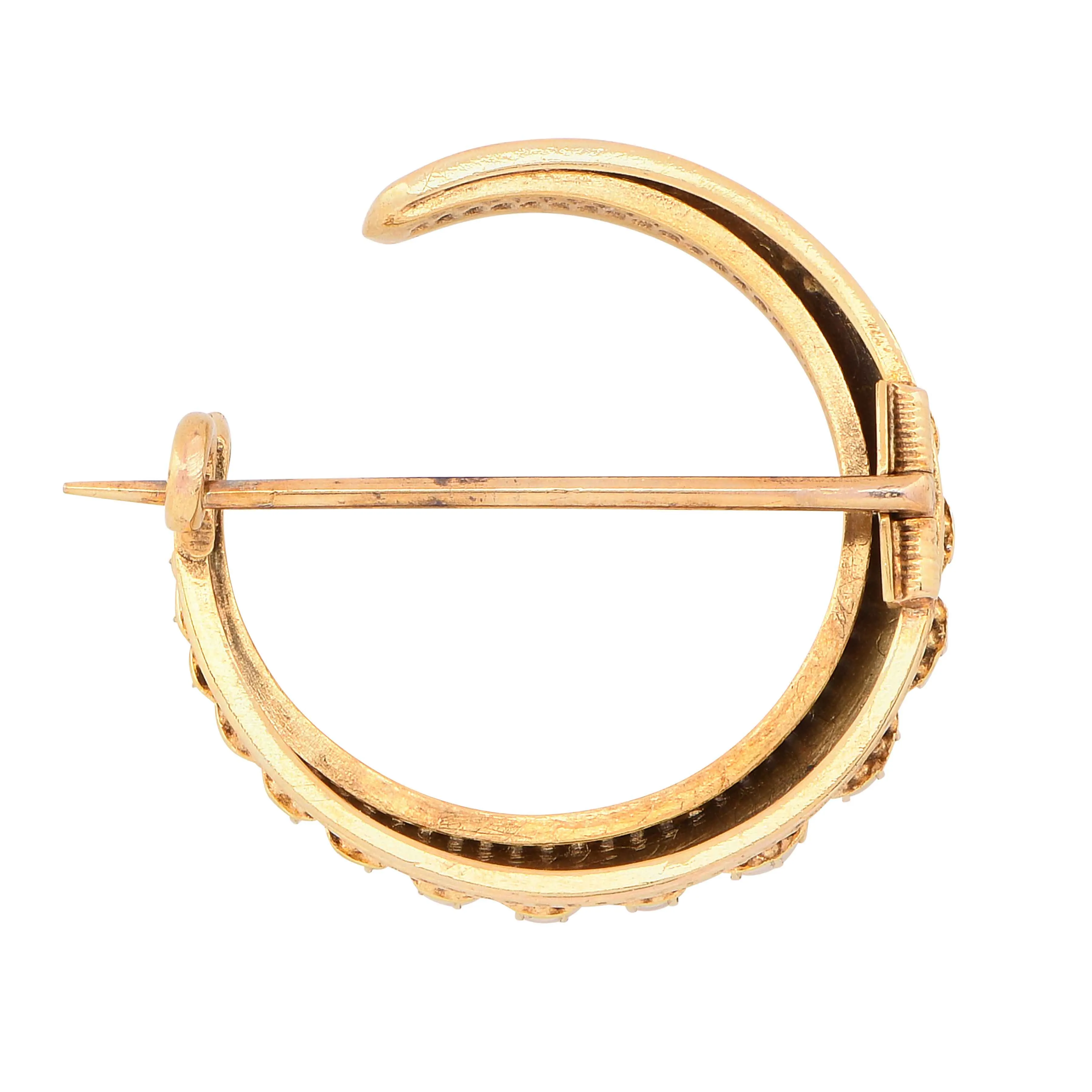 Victorian Pearl Crescent Moon Brooch