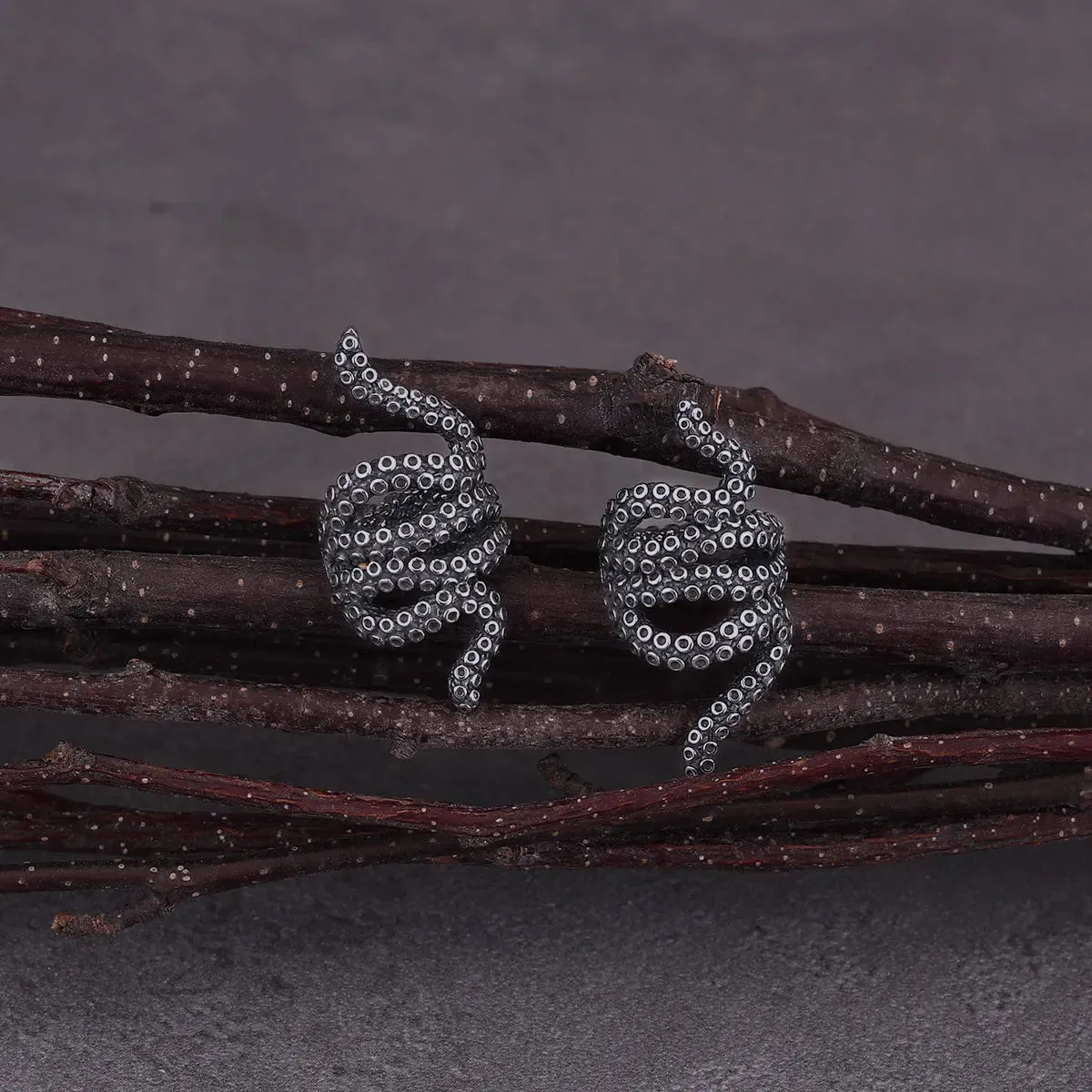 Viking Stainless Steel Imitation Octopus Clip Earringsa