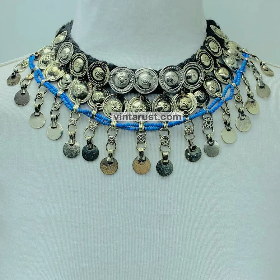 Vintage Boho Dangling Tassels Choker Necklace