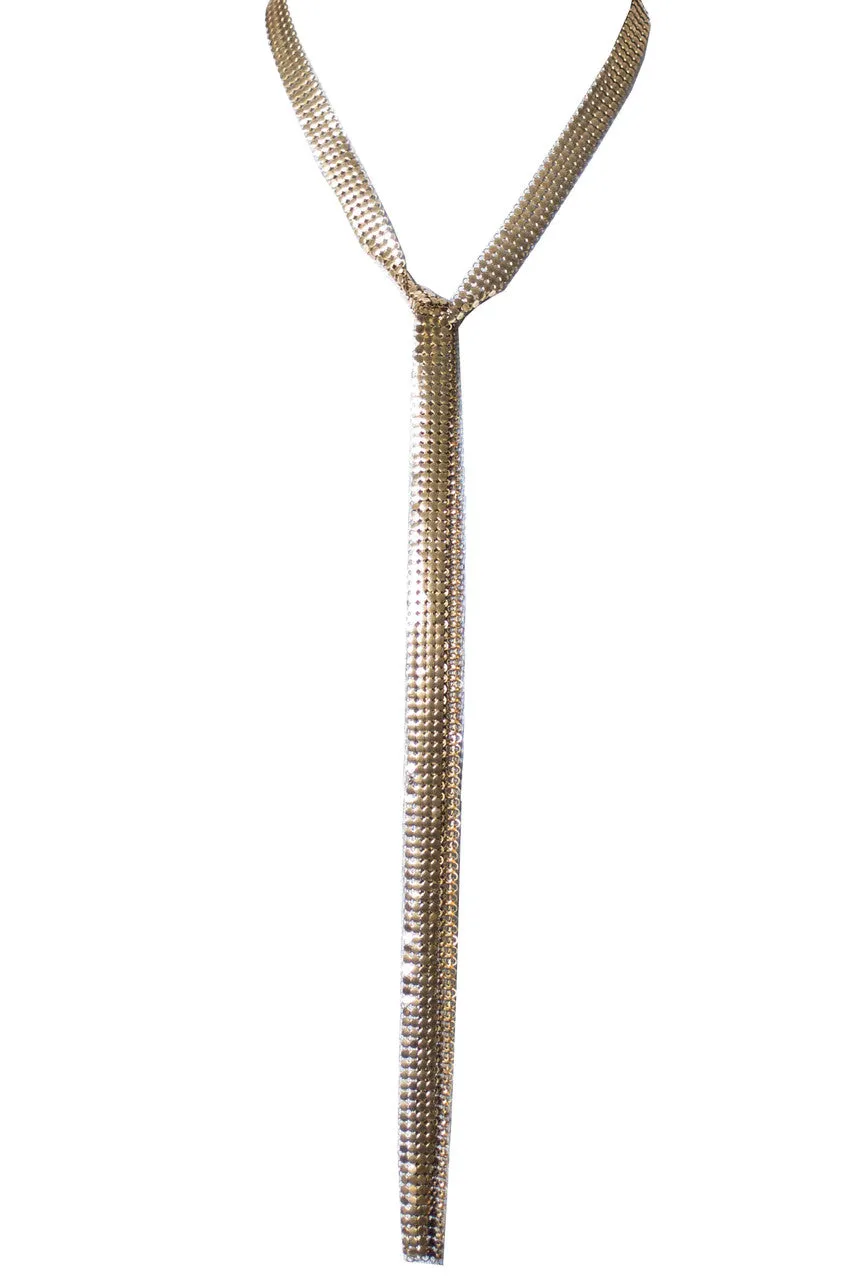 Vintage Gold Mesh Scarf Tie Style Long Necklace