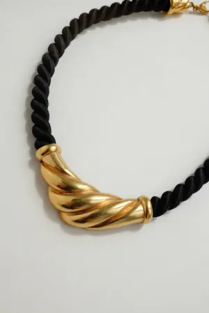 VINTAGE NOIRE BRAIDED CORD CHOKER NECKLACE