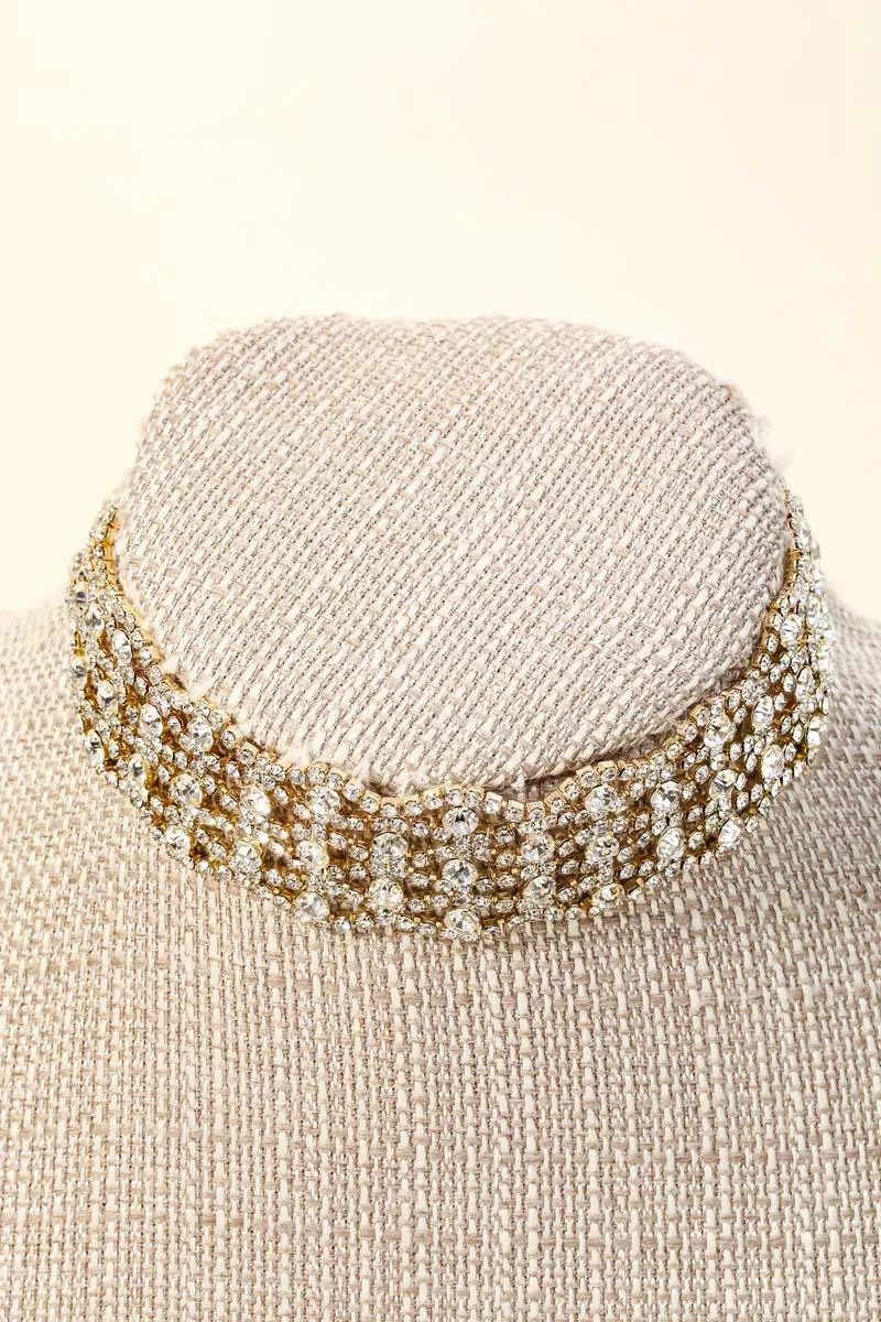 Vintage Rhinestone Chain choker Necklace