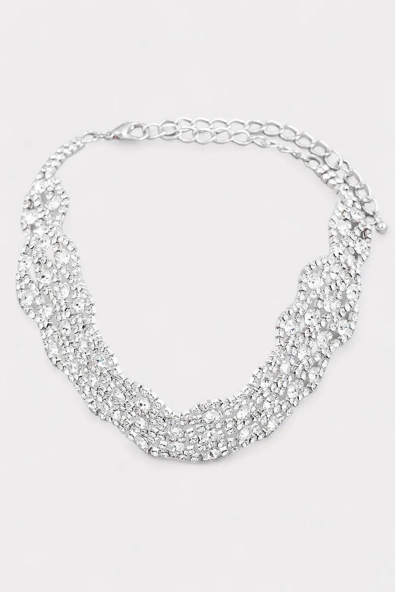 Vintage Rhinestone Chain choker Necklace