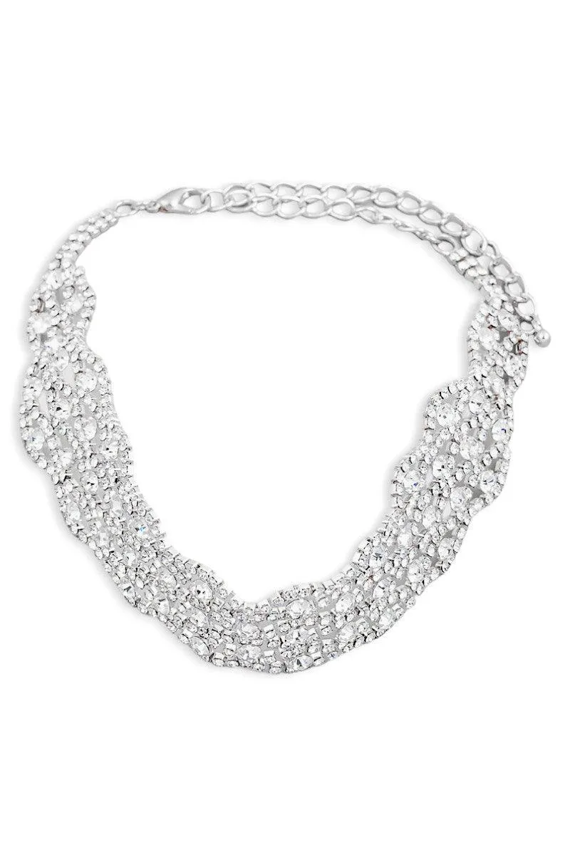 Vintage Rhinestone Chain choker Necklace