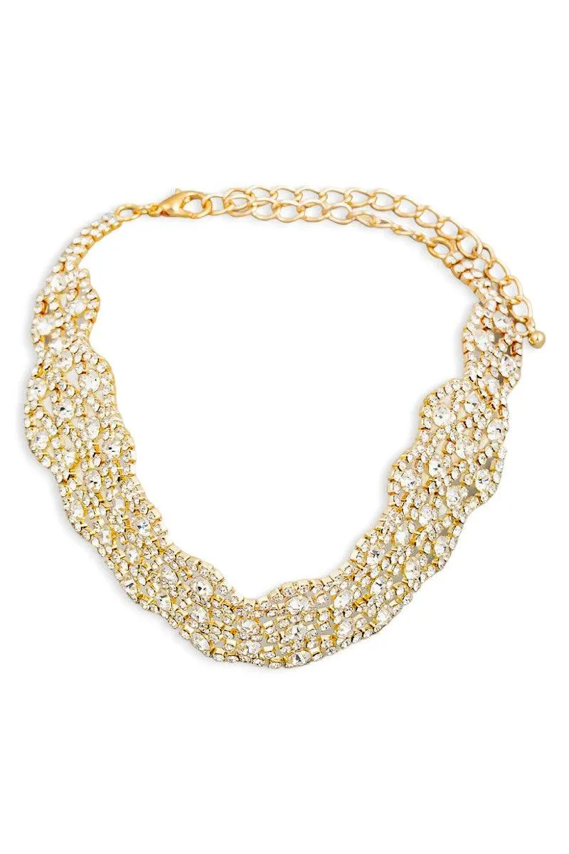 Vintage Rhinestone Chain choker Necklace