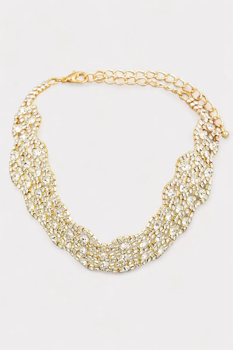 Vintage Rhinestone Chain choker Necklace