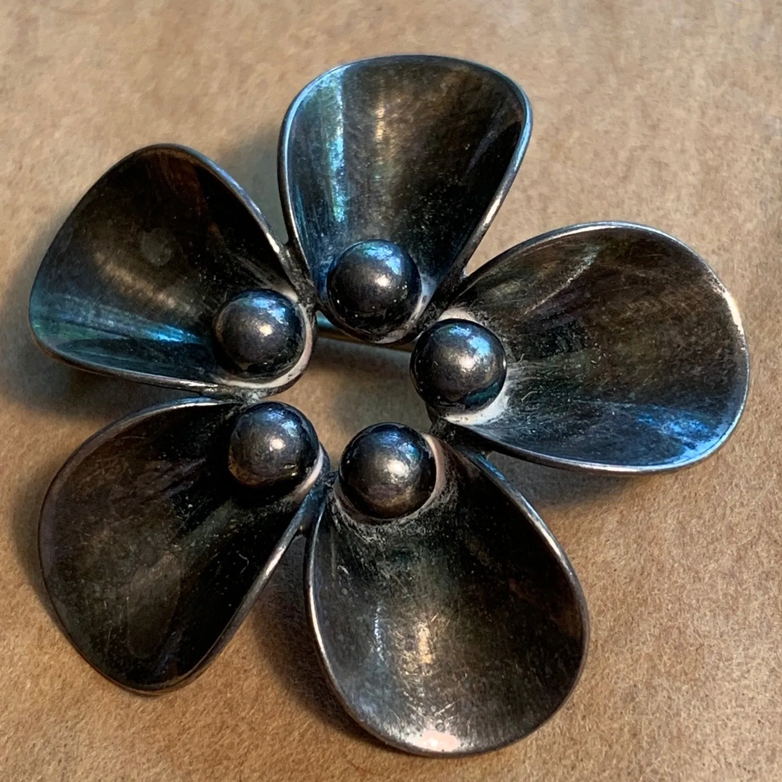 Vintage Sterling Flower Brooch, Denmark