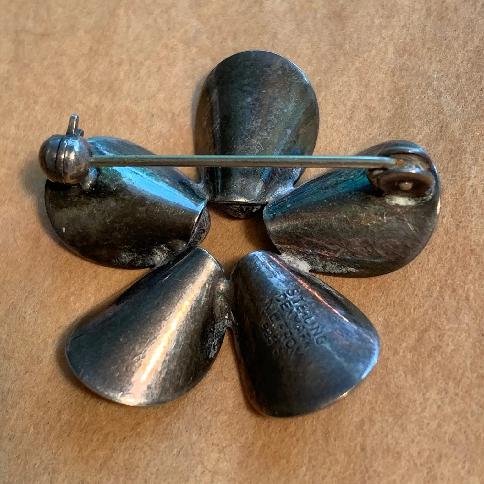 Vintage Sterling Flower Brooch, Denmark