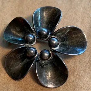 Vintage Sterling Flower Brooch, Denmark