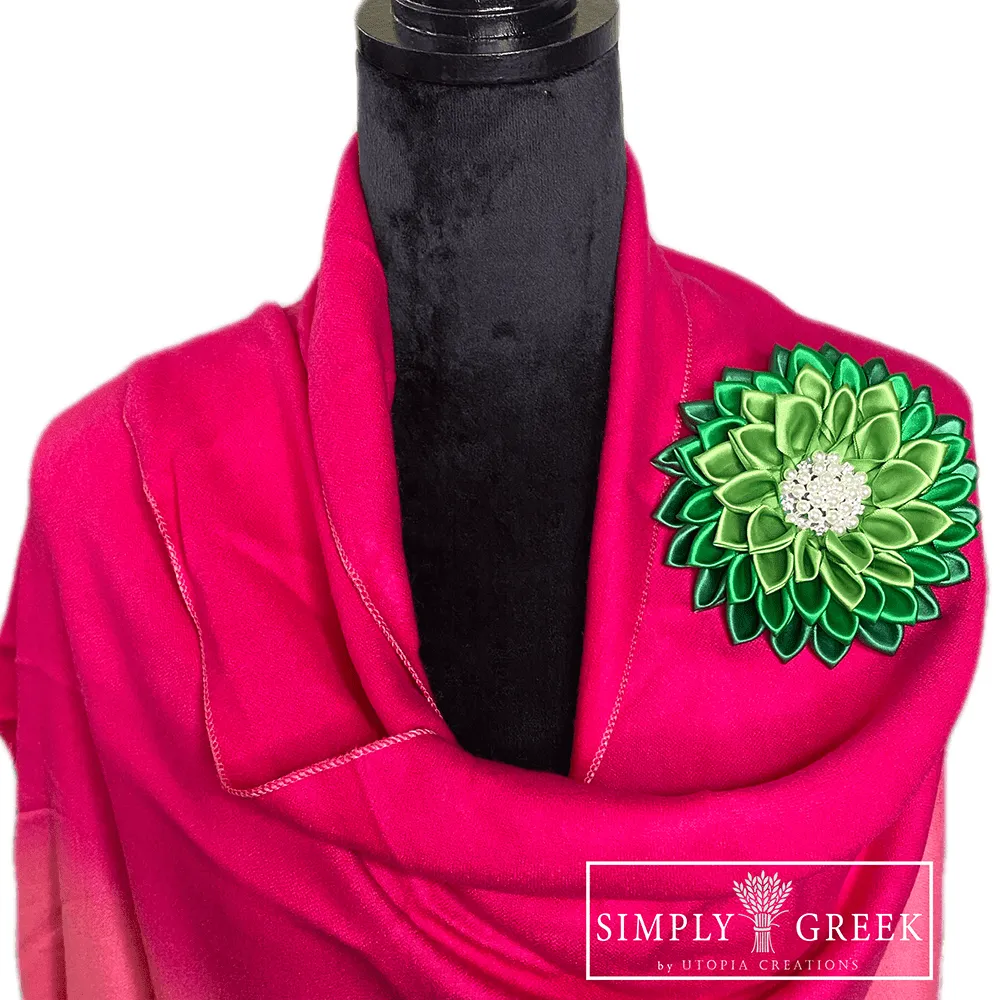 Vivid Green Gradient Flower Corsage Brooch 'Envy'