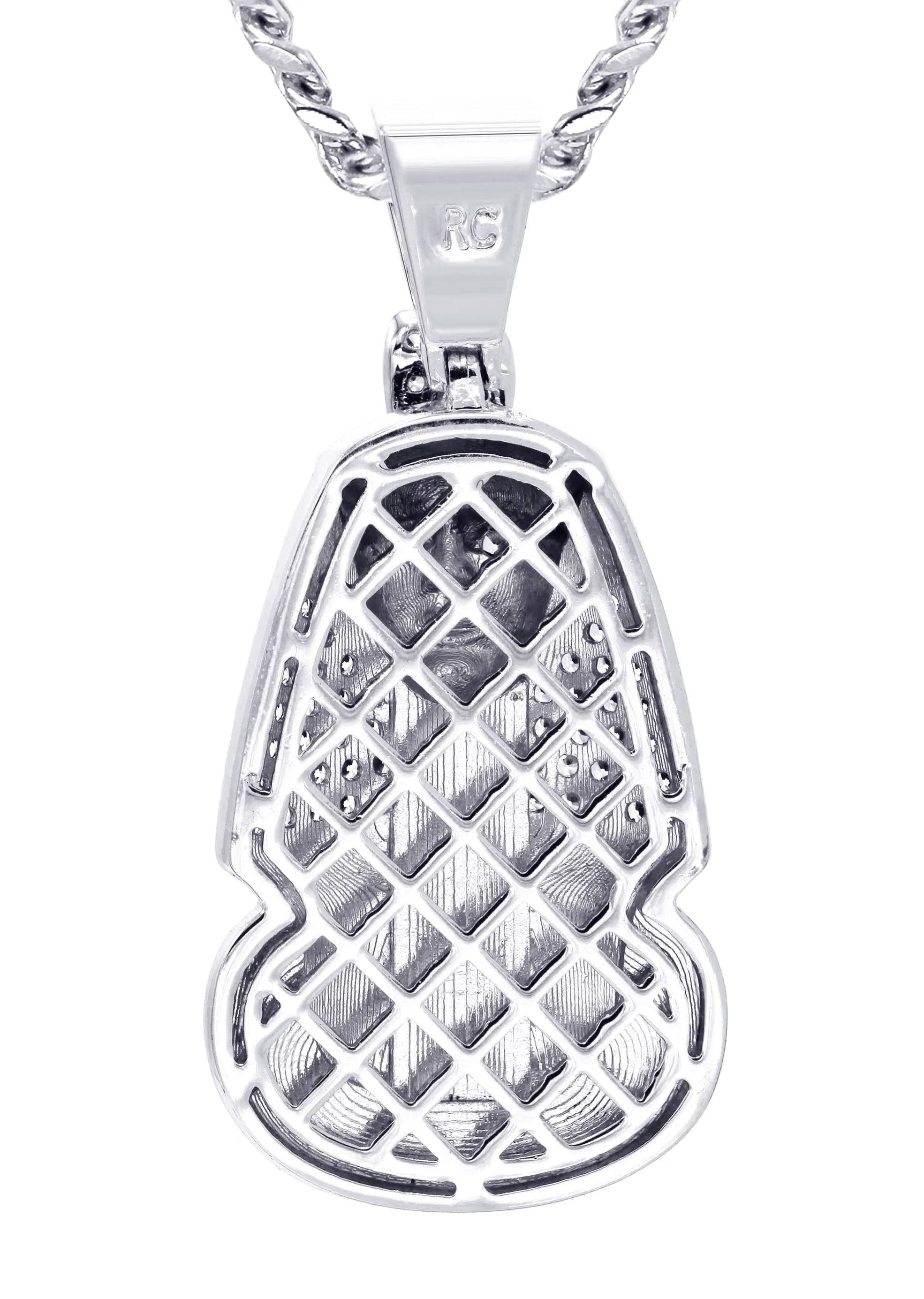 White Gold Plated Cuban Link Chain & Pharaoh Pendant | Appx. 16 Grams