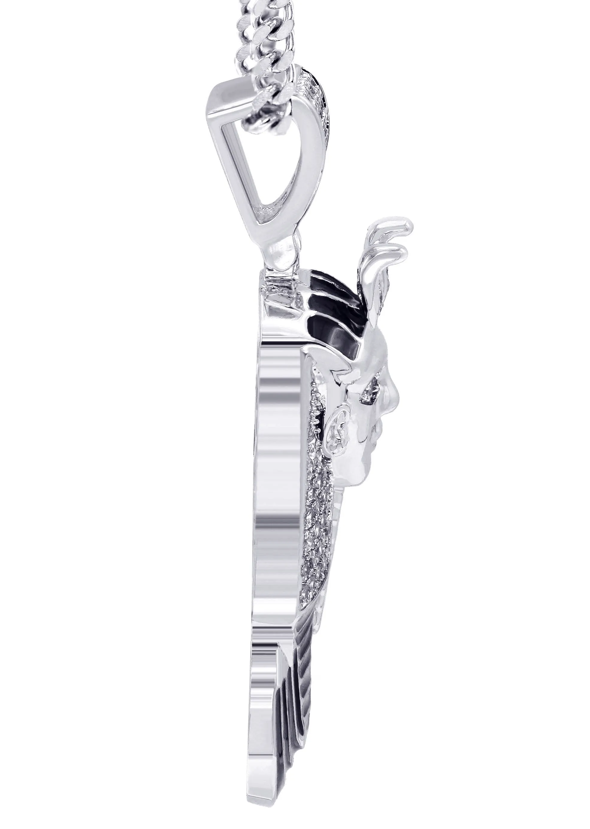 White Gold Plated Cuban Link Chain & Pharaoh Pendant | Appx. 16 Grams