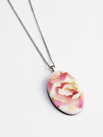 Yusen-Shippo Pendant Necklace - Rose Pink, Japanese Jewelry