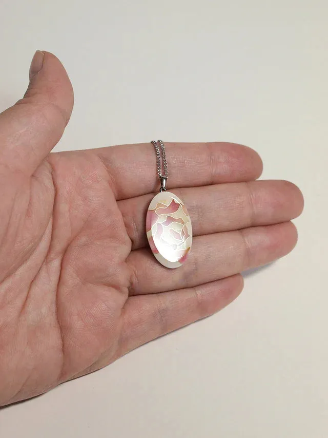 Yusen-Shippo Pendant Necklace - Rose Pink, Japanese Jewelry