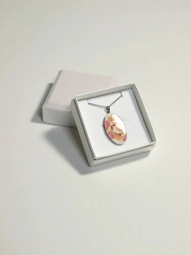 Yusen-Shippo Pendant Necklace - Rose Pink, Japanese Jewelry